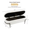 Upholstered Boucle Storage Ottoman Bench, Faux Shearling Oval Ottoman for Living Room Bedroom - 2 of 4