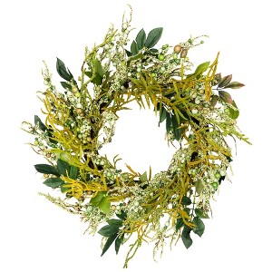 Northlight 12" Unlit Green Multifarious Leaves Artificial Christmas Wreath - 1 of 4