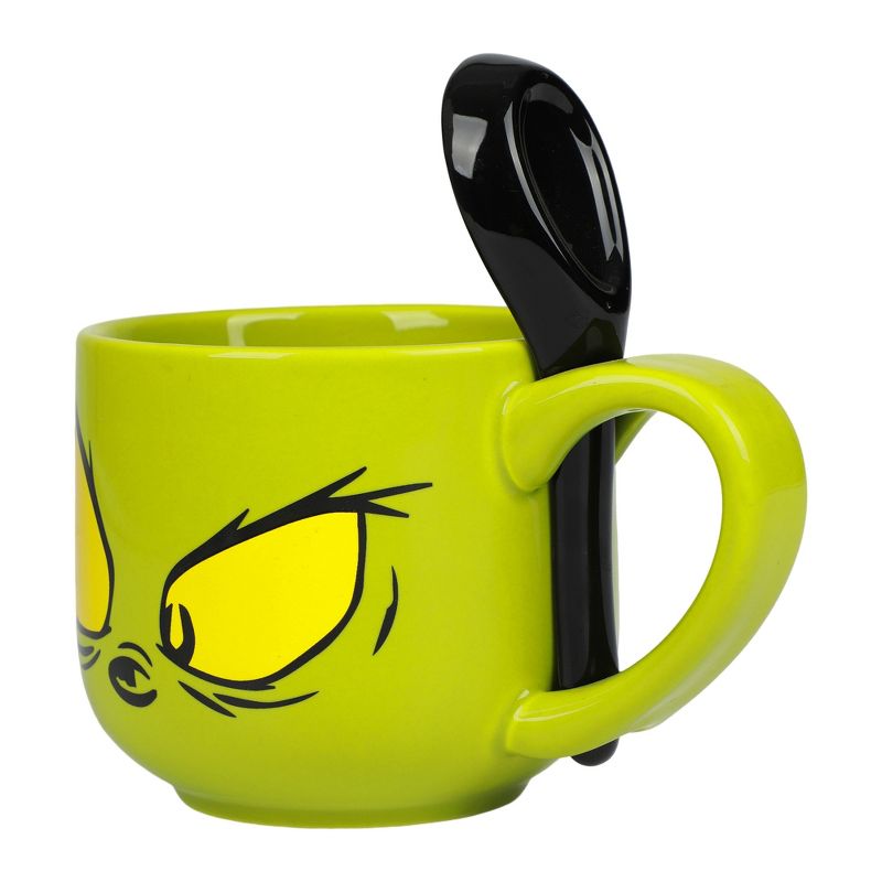 Grinch Big Eyes Holiday Intolerant Green 18oz Ceramic Soup Mug with Spoon, 4 of 6
