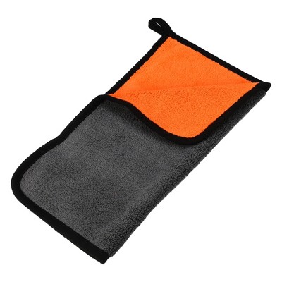 Unique Bargains Extra Large 500 GSM Microfibre Car Drying Towel 11.81"x11.81" Gray Orange 1 Pc