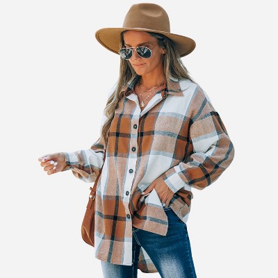 Women's Long Sleeve Plaid Oversized Shirt - Cupshe : Target