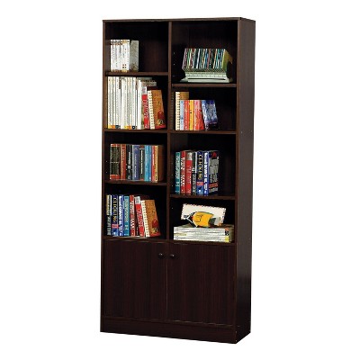 71" Verden Bookcase with 2 Doors Espresso Brown - Acme Furniture