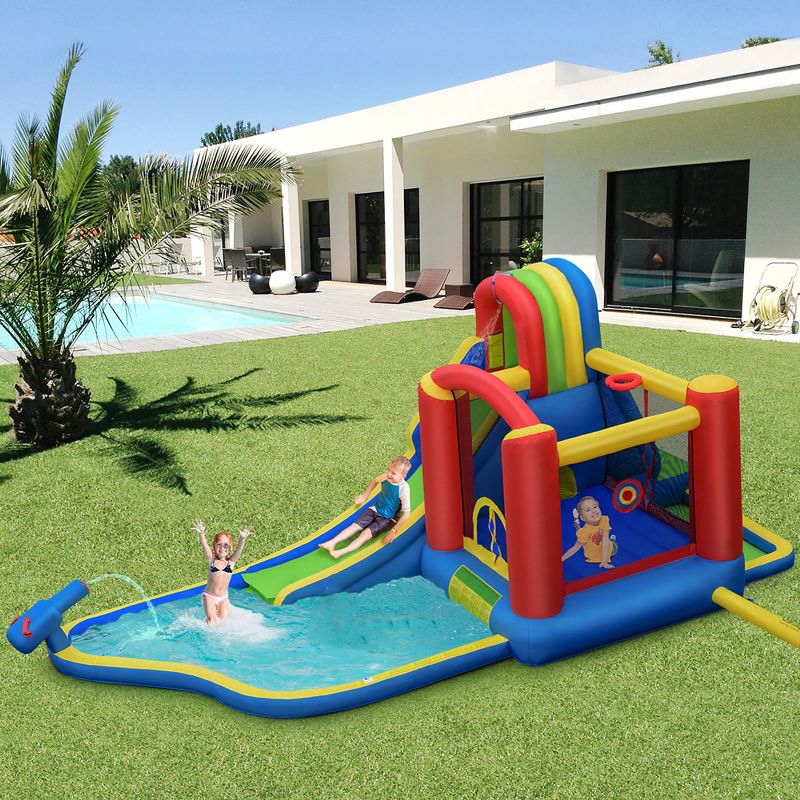 Costway Inflatable Kid Bounce House Slide Climbing Splash Pool Jumping Castle, 2 of 10