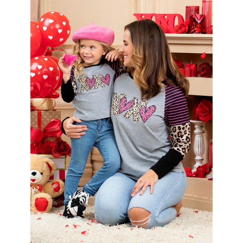 Girls Mommy And Me Leopard X's And O's Colorblock Top - Mia Belle Girls, 4 of 7