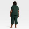 Women's Cloud Knit Modal Short Sleeve Notch Collar Top and Capri Pants Pajama Set - Auden™ - 2 of 3