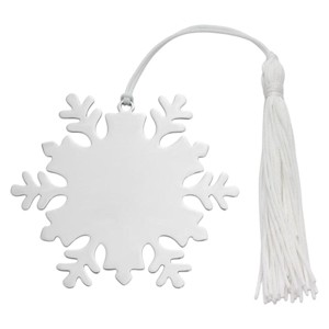 Slickblue Holiday Snowflake Ornament - Nickel, White Tassel, Christmas Tree Décor - 1 of 3