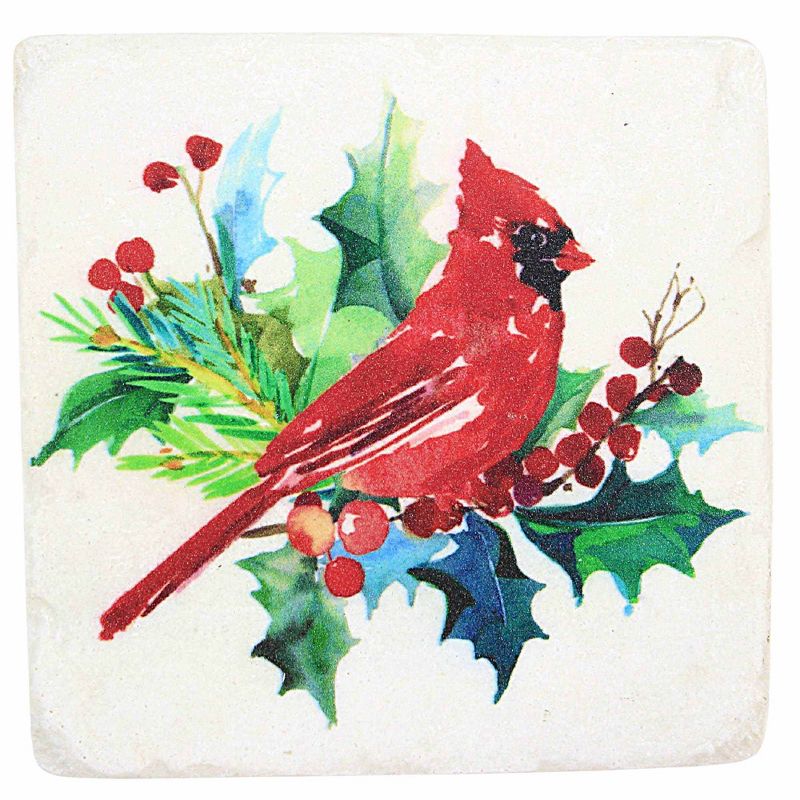 Ganz 3.75 In Cardinal Coaster Set Holly Red Birds Coasters, 5 of 6
