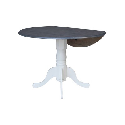 Heather Gray & White 42" Round Wood Extendable Dining Table