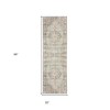 8' Tan And Light Green Medallion Runner Rug - 3 of 4