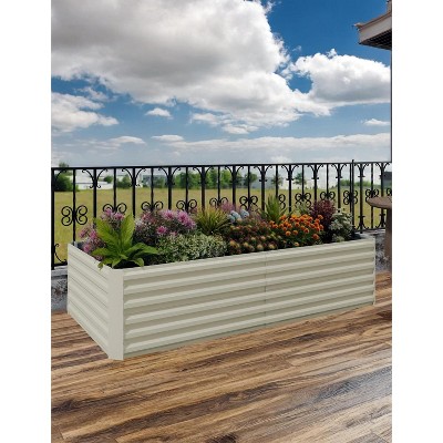 6x3x2ft Galvanized Raised Garden Bed,Deep Root Planter Box for Vegetables,Flowers,Herbs-Large Metal Raised Garden Bed Kit Outdoor,Beige
