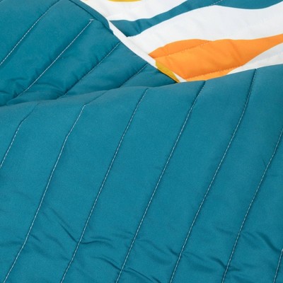 Turquoise and Orange Reversible Microfiber Full Quilt Set
