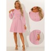 Allegra K Women's Round Neck Work Office Button Decor Long Sleeve A Line Dress - 2 of 4