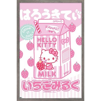 Trends International Hello Kitty - Kawaii Horror Framed Wall Poster Prints  Barnwood Framed Version 14.725 x 22.375