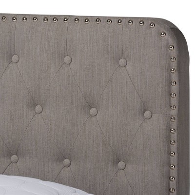 Queen Gray Upholstered Wood Frame Bed with Tufted Headboard
