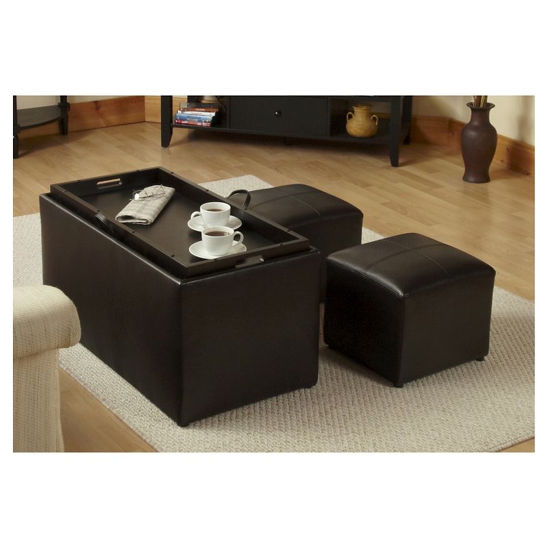 Designs4Comfort Sheridan Storage Bench with 2 Side Ottoman - Breighton Home, 3 of 7