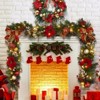 9 ft Christmas Garland with 40 LED Lights Timer Ball Ornaments for Outdoor Fireplace Table Stair Railing Decoration - 2 of 4
