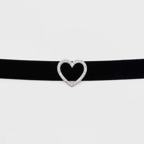 Pave Heart With Wide Trim Cubic Zirconia Choker Necklace - Wild Fable ...