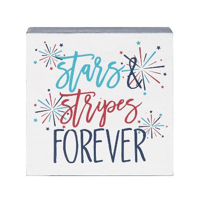 C&F Home 4.75" Patriotic "Stars & Stripes Forever" Tabletop Shelf Block 4th of July Americana Decor
