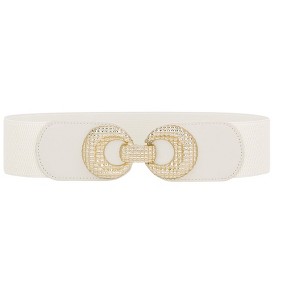 INSPIRE CHIC Women's Elastic Belt Alloy Double Ring Buckle Fashion Suitable for Skirt Dress - 1 of 4