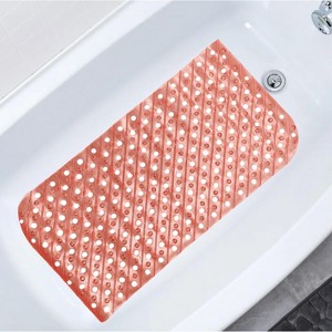 Home Mart Goods Orange Vinyl Non-Slip Bathtub Shower Mat With Suction Cups - 26.7" x 13.8" - 1 of 4