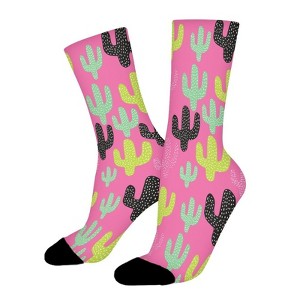 Colorful Cactus Women Printed Crew Socks Funny Funky Socks Soft Polyester Novelty Gifts for Artists Men - 1 of 1