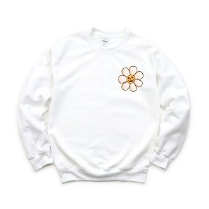 Simply Sage Market Women's Graphic Sweatshirt Distressed Flowers and Pumpkins Front and Back - 1 of 4