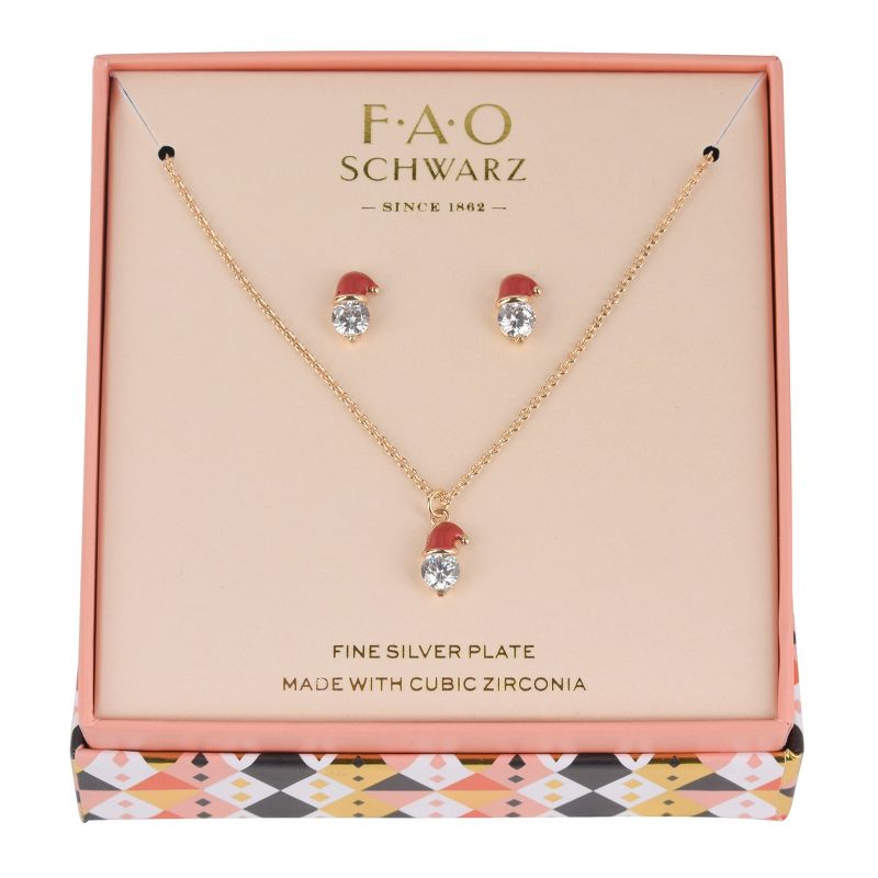 FAO Schwarz Santa Hat Necklace and Earring Set, 2 of 3