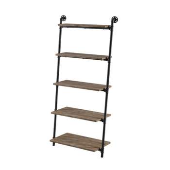 61" Mateo 5 Layer Ladder Book Shelves Brown/Oak - HOMES: Inside + Out