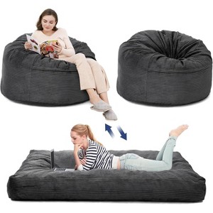 Giant Bean Bag Chair/Bed with Corduroy Cover, Convertible Bean Bag Chair Bed from Beanbag to Floor Mattress, Large Couch Sofa Bed - 1 of 4