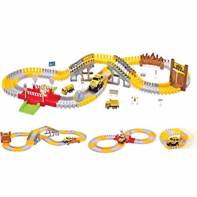 5 Star Super Deals Magical Construction Twisting Race Car Track Set Bendable Tracks w/1 Jeep Slot Car Race Track Toy Racetrack Set ( Totals 162 pcs