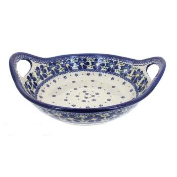 Blue Rose Polish Pottery 79 Vena Deep Bowl with Handles