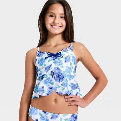 Детские купальники Art Class Girls' Rose Bush Tankini Set - art class™ True White/ Blue L — фото 3