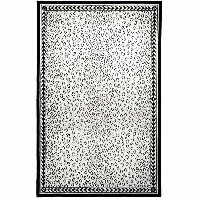 Chelsea White and Black Hand Hooked Wool Animal Print Rug