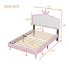 Twin size Upholstered Princess Bed With Crown Headboard, Twin Size Platform Bed with Headboard and Footboard with Light Strips,Golden Metal Legs - 2 of 4