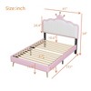 Twin size Upholstered Princess Bed With Crown Headboard, Twin Size Platform Bed with Headboard and Footboard with Light Strips,Golden Metal Legs - image 2 of 4