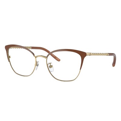 Tory Burch TY 1076 3342 Womens Cat-Eye Eyeglasses Shiny Gold/Camel 51mm