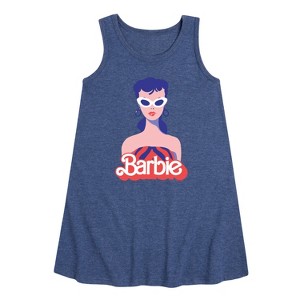 - Barbie - Retro Swimsuit Graphic Sleeveless Aline Dress - 1 of 3