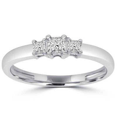 Pompeii3 1/2ct Three Stone Princess Cut Diamond Ring 14K White Gold