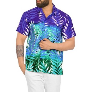 HAPPY BAY Mens Hawaiian Shirts Short Sleeve Button Down Shirt Men's Tropical Shirts Casual Vacation Summer Party Caribbean Shirts Funny - 1 of 4