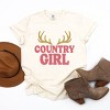 Country Girl Antlers Puff Print - Womens Garment Dyed Graphic T-Shirt - 2 of 4