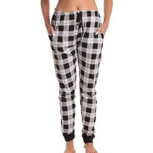 Just Love Womens Buffalo Plaid Knit Jersey Pajama Pants - Buffalo Check Jogger PJ Bottom - 1 of 3