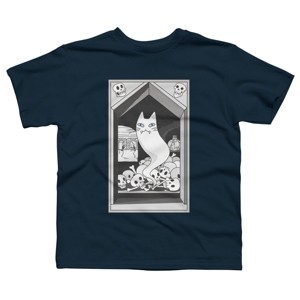 Boy's Design By Humans Ghost cat the Keeper of the Crypt By runcatrun T-Shirt - 1 of 2