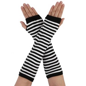 Unique Bargains Women's Long Stripe Thumbhole Fingerless Gloves Elbow Arm Warmers - 1 of 4