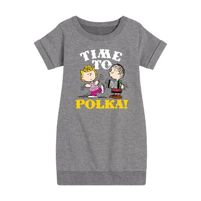 - Peanuts - Time To Polka Graphic Short Sleeve Fleece Dress