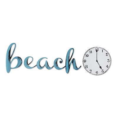 40"x14" Hand Painted 3D Wall Sculpture Beach Time Blue Radiance- Letter2Word