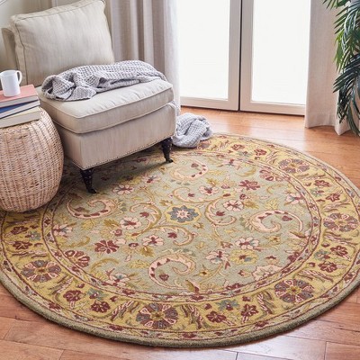 Gray 6' Round Hand-Tufted Wool Area Rug