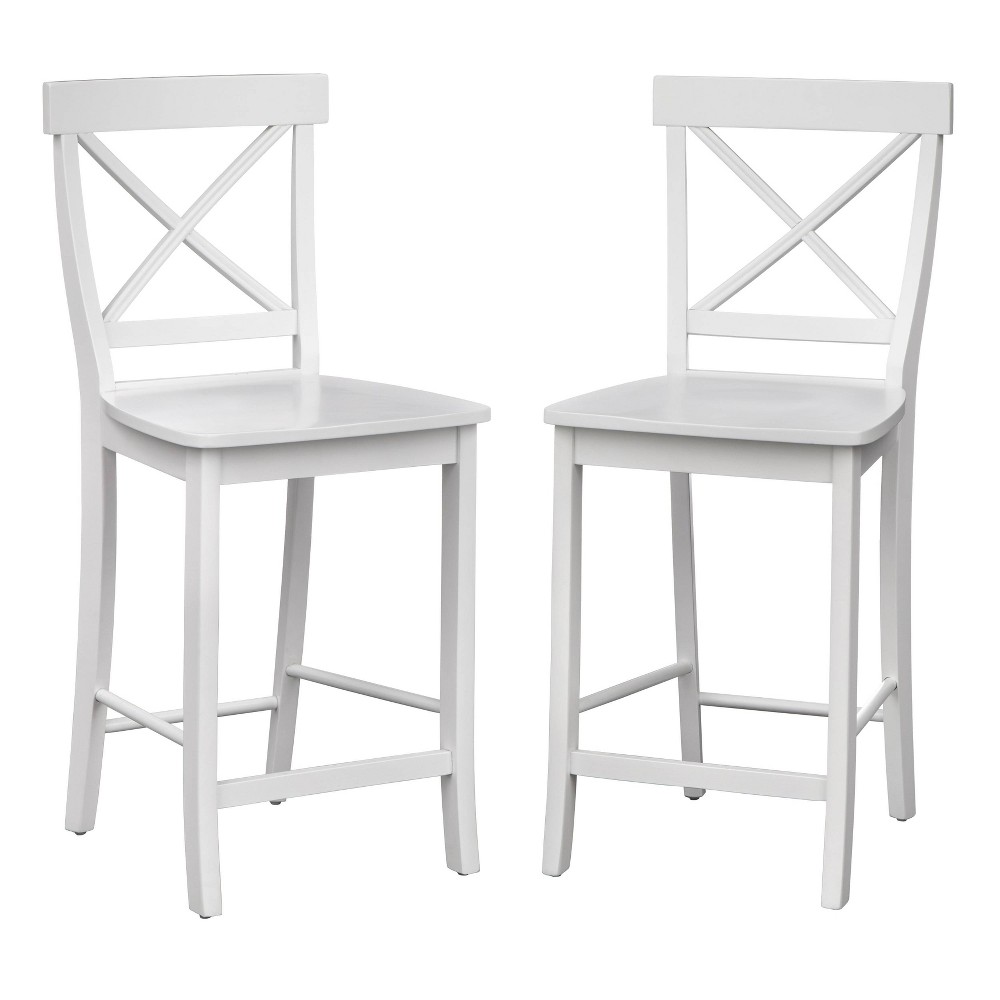 Photos - Storage Combination Set of 2 24" Albury Counter Height Barstools White - Buylateral