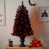 Nearly Natural 4-ft Black Halloween Artificial Christmas Tree in Urn with 100 Orange LED Lights - 4 of 4