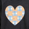 Women's - Instant Message - Patchwork Quilt Heart Lightweight French Terry Wide Neck Long Sleeve Graphic Shirt - 2 of 4
