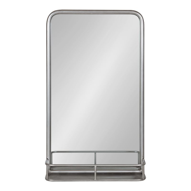 Kate and Laurel Estero Metal Framed Radius Rectangle Wall Mirror with Shelf, 3 of 9